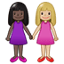 👩🏿‍🤝‍👩🏼 women holding hands: dark skin tone, medium-light skin tone display on Samsung